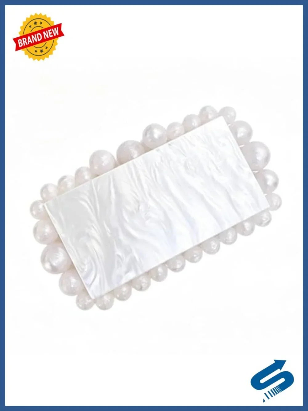 Acrylic Beaded Evening Clutch Marble Textured Retro Purse for Wedding Party Prom